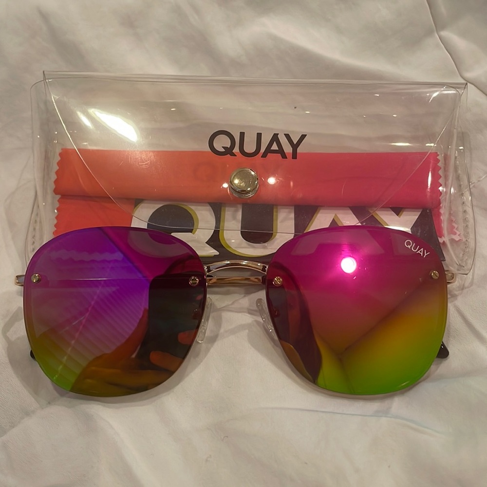 quay jezabel rimless sunglasses rainbow